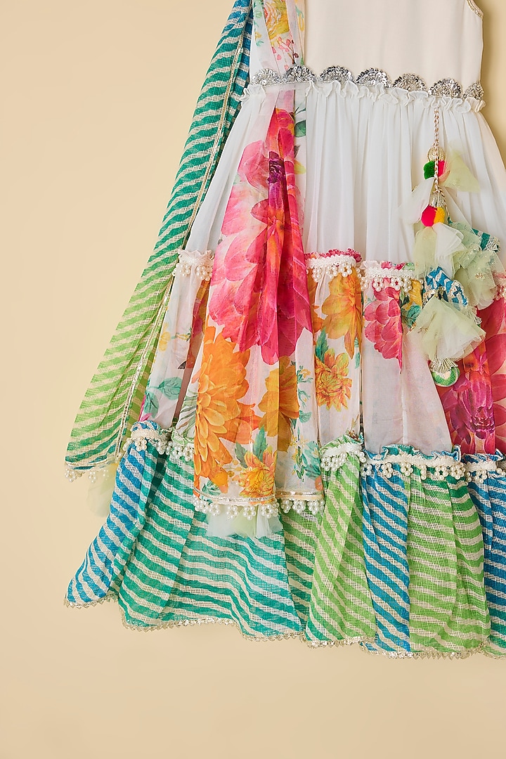 Green Georgette & Organza Printed Anarkali For Girls by ATIJAH at Pernia's Pop Up Shop