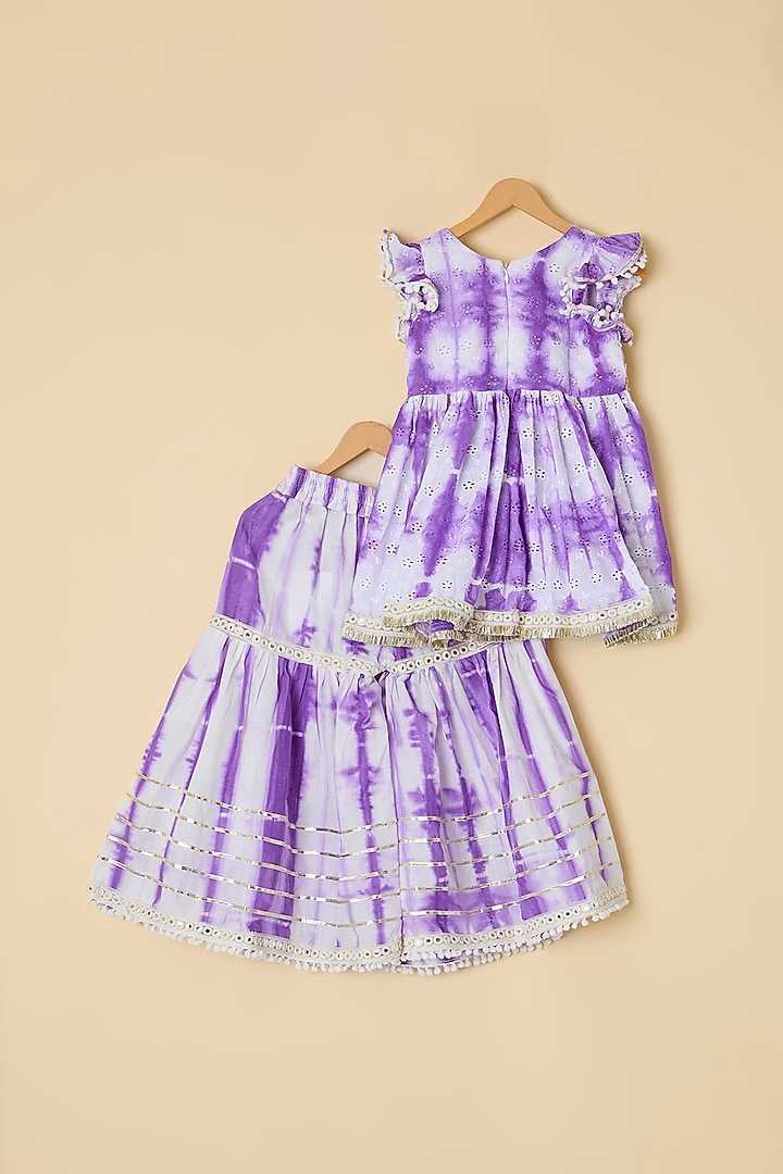 Purple Cotton & Net Printed Sharara Set For Girls by ATIJAH at Pernia's Pop Up Shop