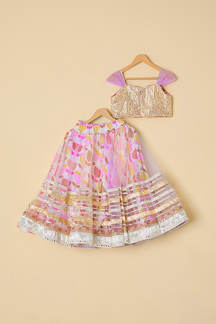 Purple Sequins & Net Gota Embroidered Lehenga Set For Girls by ATIJAH at Pernia's Pop Up Shop