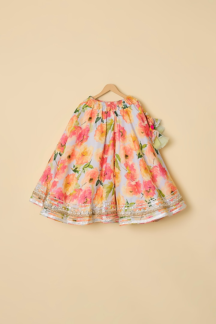 Pink Cotton Floral Printed Lehenga Set For Girls by ATIJAH at Pernia's Pop Up Shop