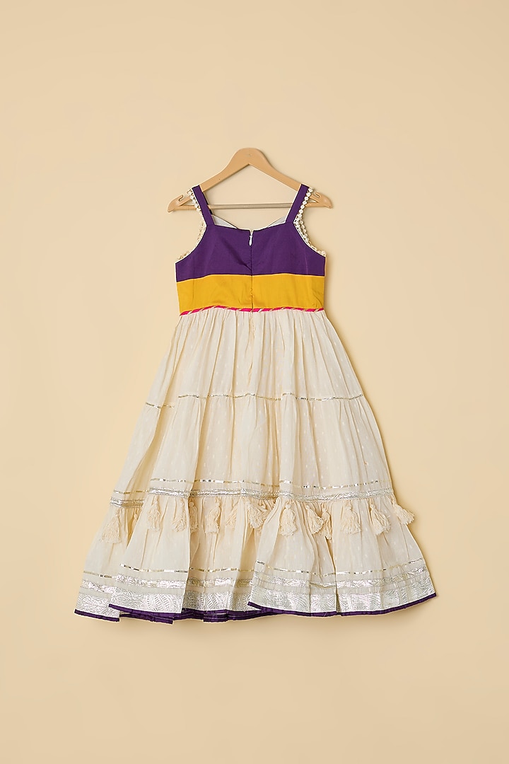 Multi-Colored Cotton & Net Anarkali Set For Girls by ATIJAH at Pernia's Pop Up Shop