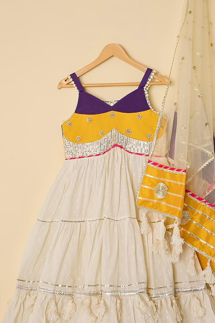 Multi-Colored Cotton & Net Anarkali Set For Girls by ATIJAH at Pernia's Pop Up Shop