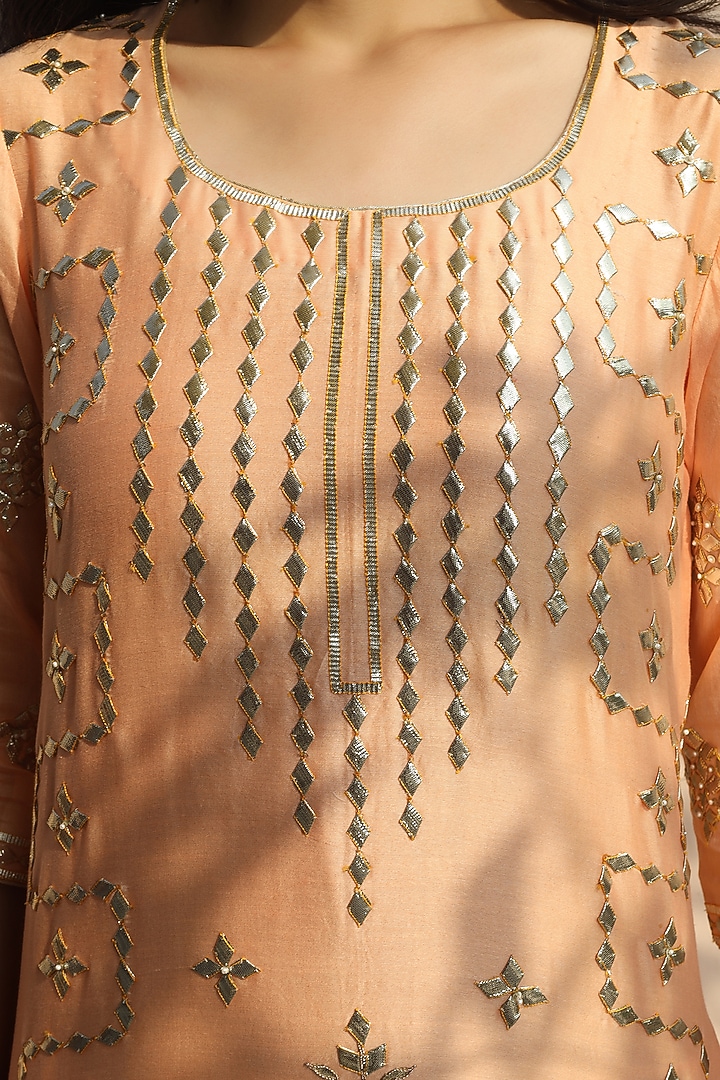 Peach Gota Embroidered Kurta Set by Atman at Pernia's Pop Up Shop
