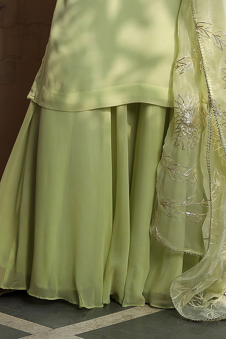 Sage Green Gota Embroidered Kurta Set by Atman at Pernia's Pop Up Shop
