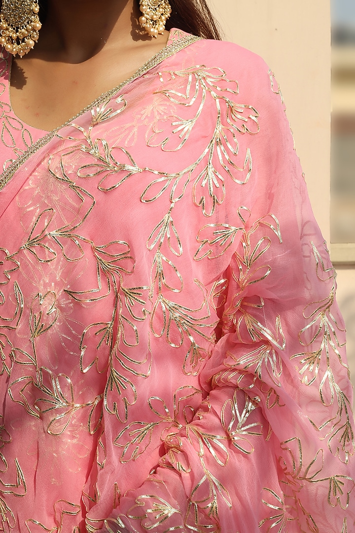 Pink Gota Embroidered Kurta Set by Atman at Pernia's Pop Up Shop