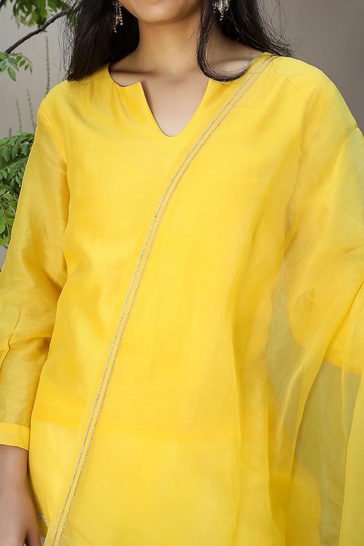 Yellow Chanderi Kurta Set by Atman at Pernia's Pop Up Shop