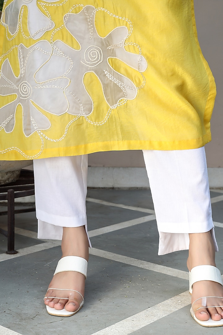 Yellow Chanderi Kurta Set by Atman at Pernia's Pop Up Shop