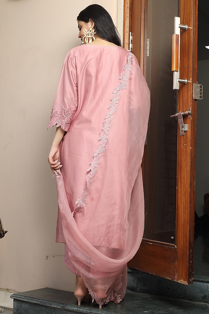 Old Rose Chanderi Kurta Set by Atman at Pernia's Pop Up Shop