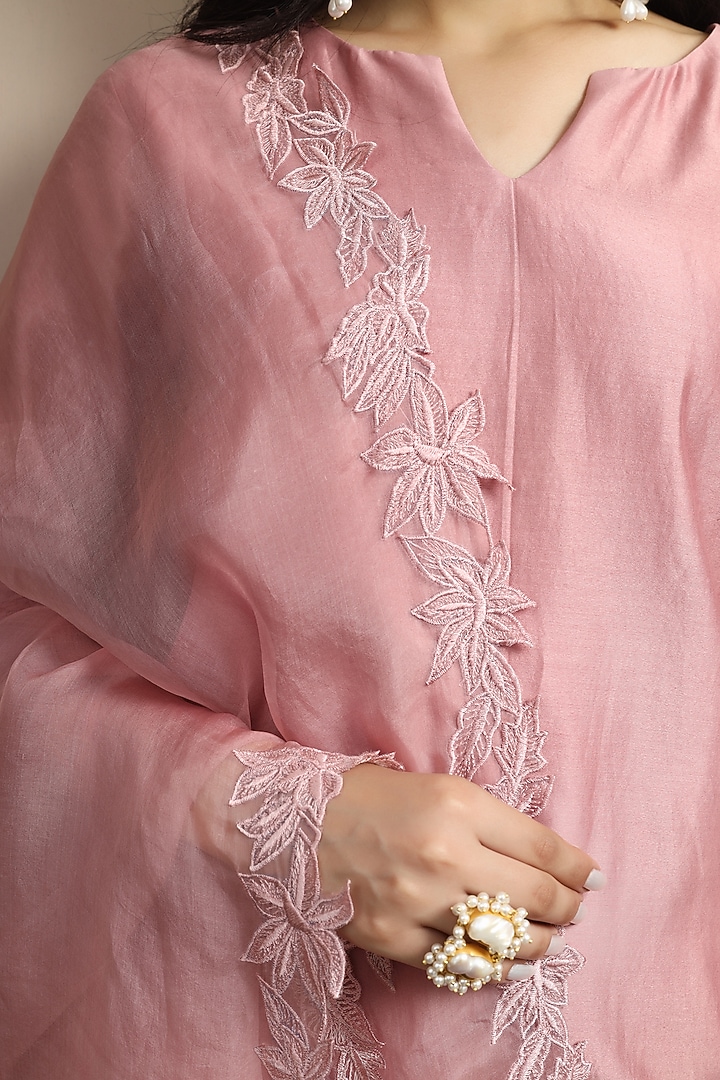 Old Rose Chanderi Kurta Set by Atman at Pernia's Pop Up Shop