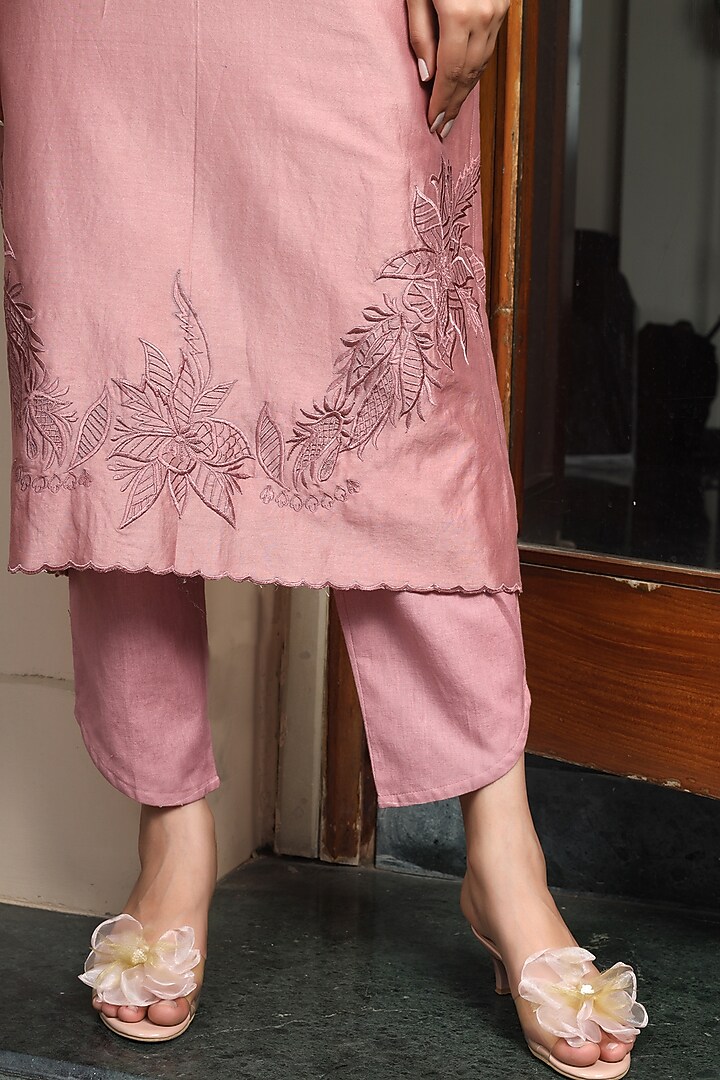 Old Rose Chanderi Kurta Set by Atman at Pernia's Pop Up Shop