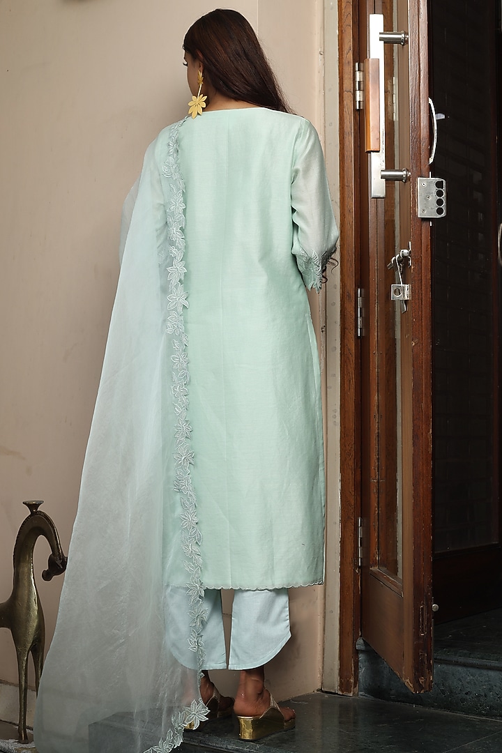 Sky Blue Chanderi Kurta Set by Atman at Pernia's Pop Up Shop