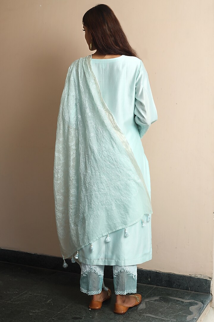 Mint Chanderi Kurta Set by Atman at Pernia's Pop Up Shop