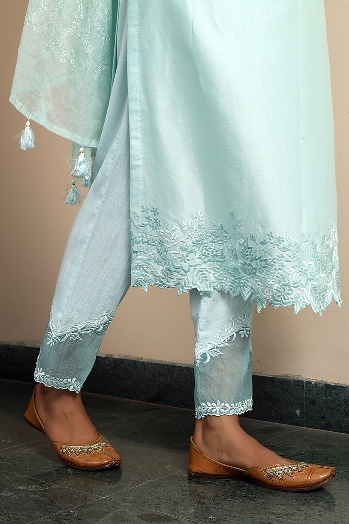 Mint Chanderi Kurta Set by Atman at Pernia's Pop Up Shop