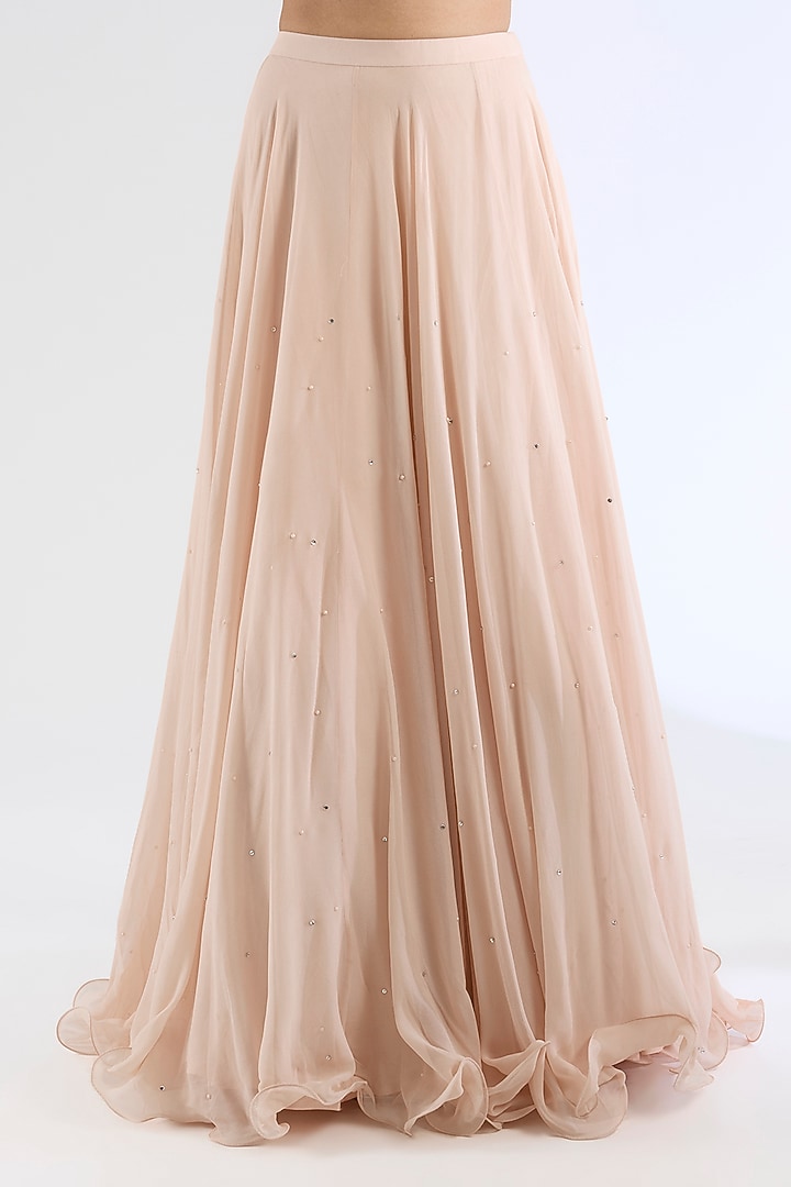 Peach Georgette Skirt Set by Amitabh Malhotra at Pernia's Pop Up Shop