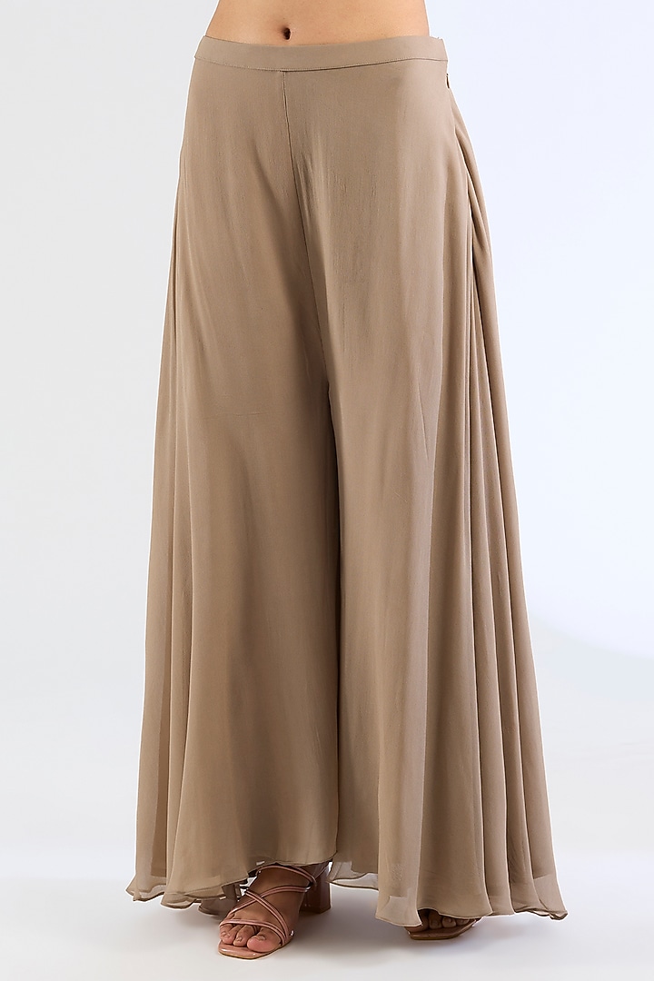 Beige Georgette Wedding Sharara Set by Amitabh Malhotra at Pernia's Pop Up Shop