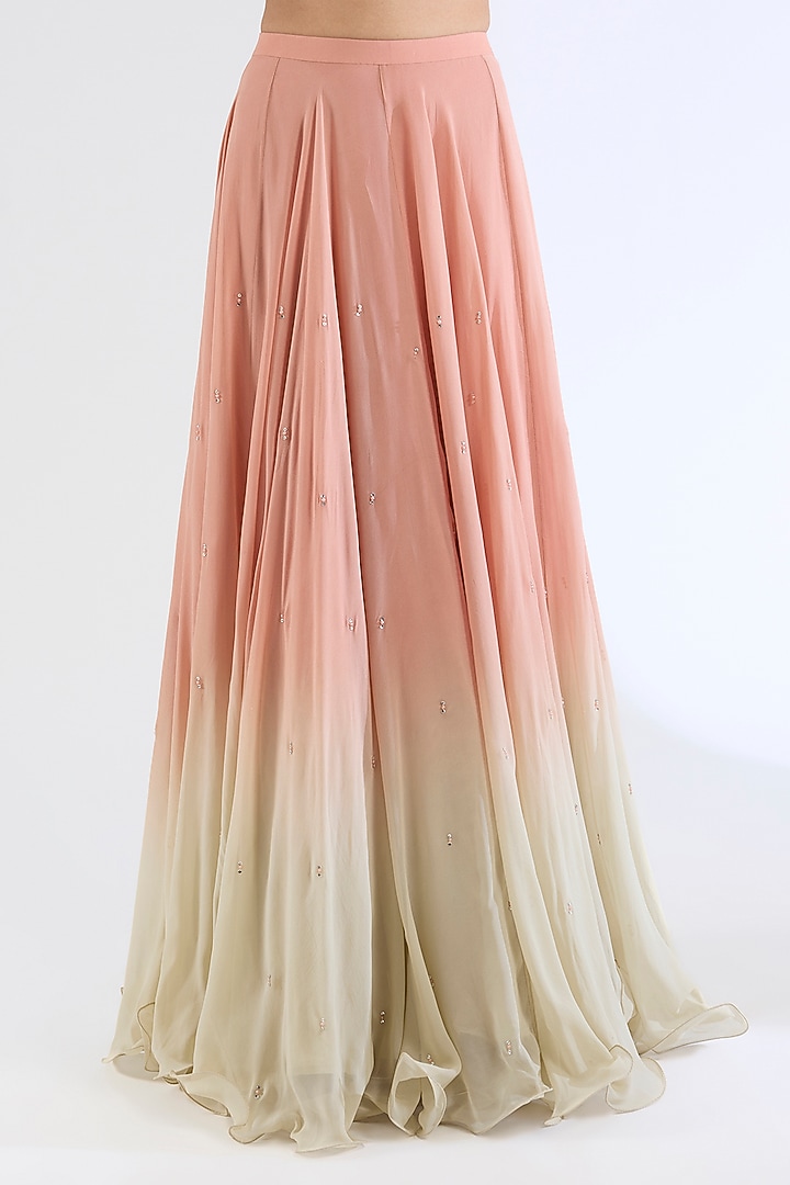 Peach Georgette Wedding Lehenga Set by Amitabh Malhotra at Pernia's Pop Up Shop