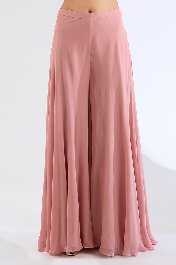 Peach Georgette Wedding Sharara Set by Amitabh Malhotra at Pernia's Pop Up Shop