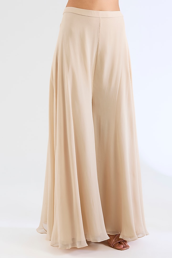 Peach Georgette Wedding Sharara Set by Amitabh Malhotra at Pernia's Pop Up Shop