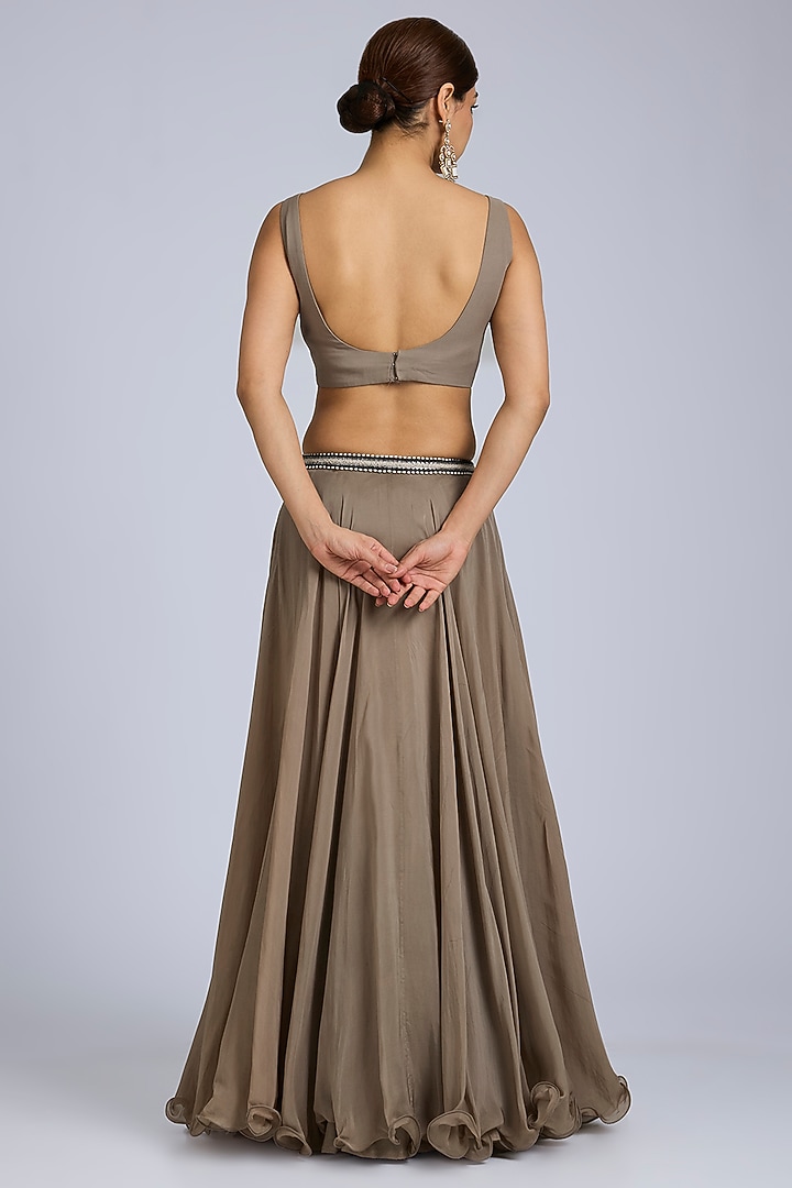 Grey Organza Paneled Cape Set by Amitabh Malhotra at Pernia's Pop Up Shop