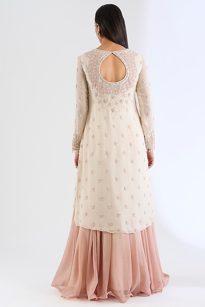 Ivory Georgette Skirt Set by Amitabh Malhotra at Pernia's Pop Up Shop