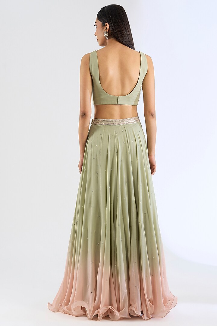 Green Georgette Hand Embroidered Cape Set by Amitabh Malhotra at Pernia's Pop Up Shop