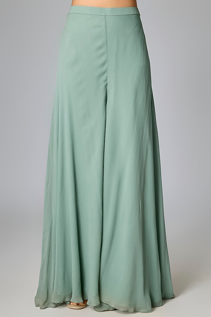 Sage Green Georgette Kurta Set by Amitabh Malhotra at Pernia's Pop Up Shop