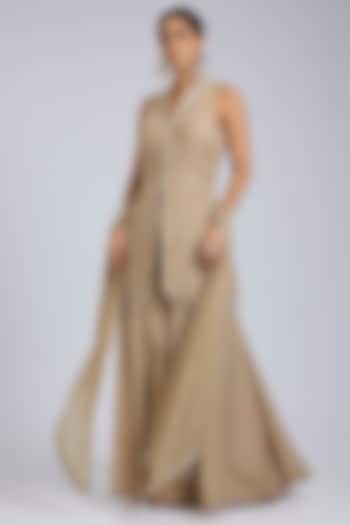 Grey Georgette Floral Cutwork Wedding Sharara Set by Amitabh Malhotra at Pernia's Pop Up Shop