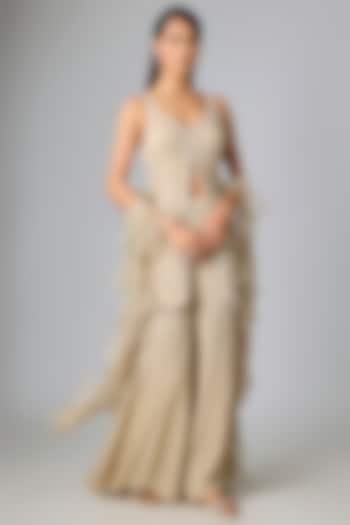 Grey Georgette Jaal Kurta Set by Amitabh Malhotra at Pernia's Pop Up Shop