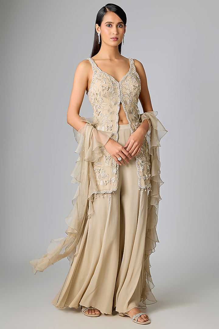 Grey Georgette Jaal Kurta Set by Amitabh Malhotra at Pernia's Pop Up Shop
