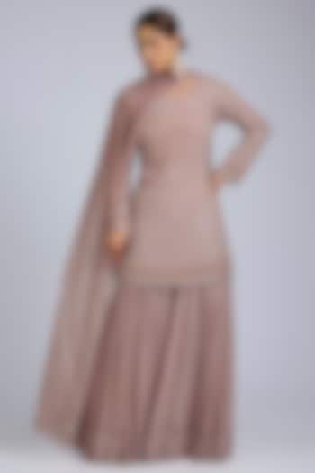 Blush Pink Soft Net Jaal Work Bridal Sharara Set by Amitabh Malhotra at Pernia's Pop Up Shop