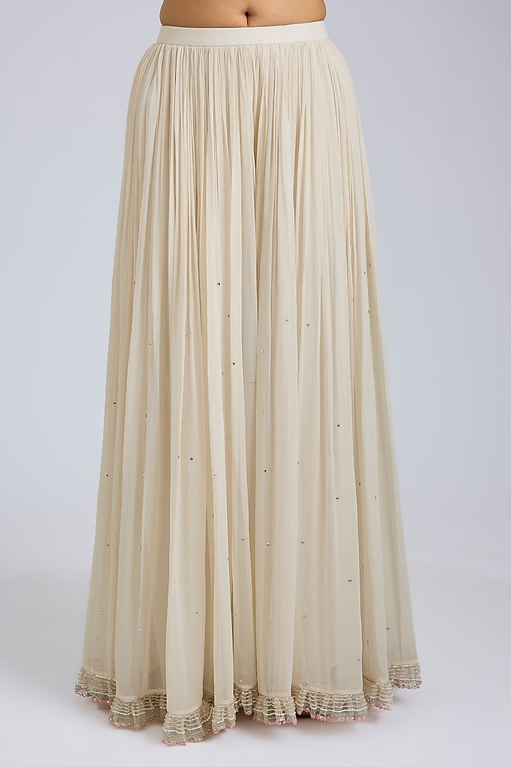 Ivory Georgette & Net Wedding Sharara Set by Amitabh Malhotra at Pernia's Pop Up Shop