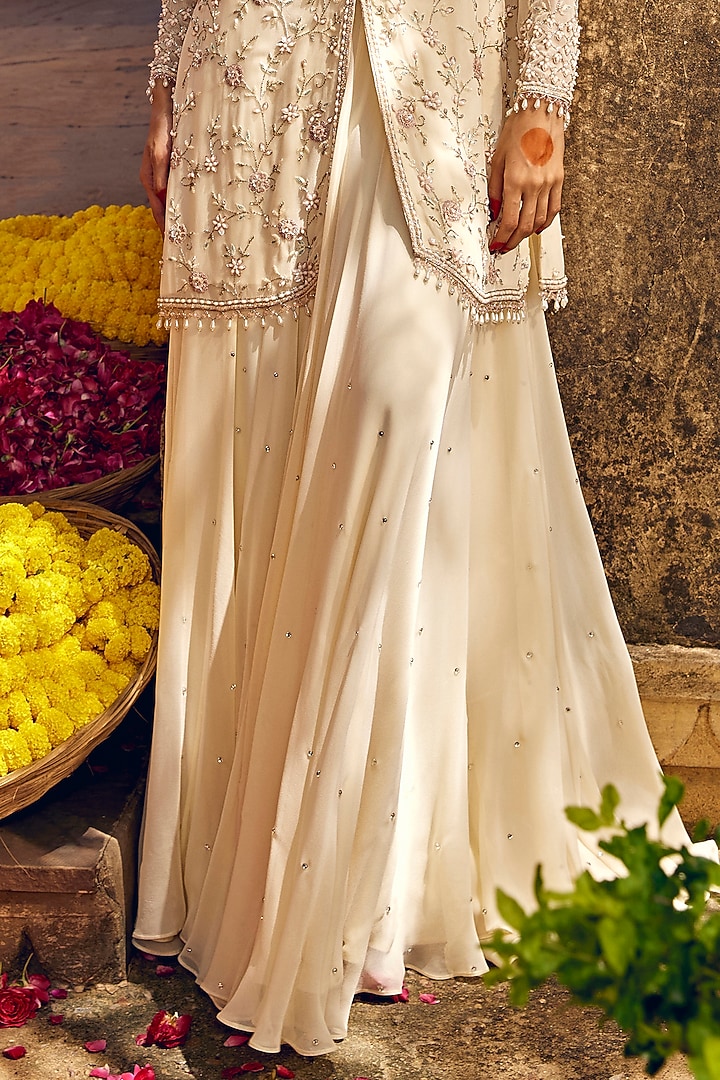 Ivory Georgette Skirt Set by Amitabh Malhotra at Pernia's Pop Up Shop
