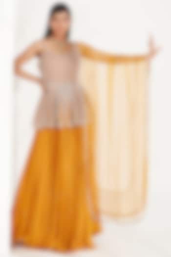 Mustard Flared Skirt Set by Amitabh Malhotra at Pernia's Pop Up Shop