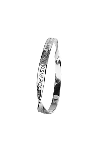 Silver Finish Gayatri Mantra Bangle In Sterling Silver by Eina Ahluwalia