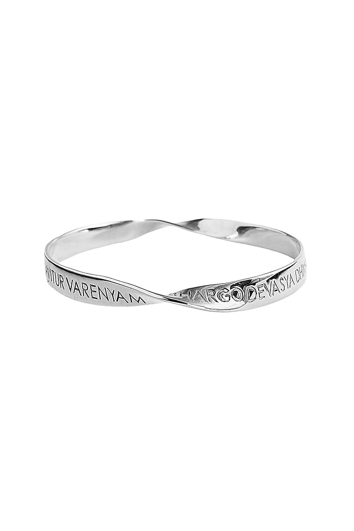 Silver Finish Gayatri Mantra Bangle In Sterling Silver by Eina Ahluwalia at Pernia's Pop Up Shop