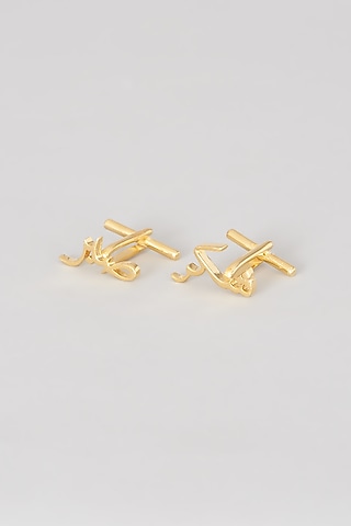 Gold Finish Cufflinks In Sterling Silver by Eina Ahluwalia
