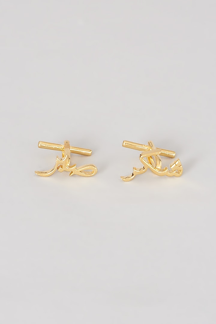 Gold Finish Cufflinks In Sterling Silver by Eina Ahluwalia at Pernia's Pop Up Shop