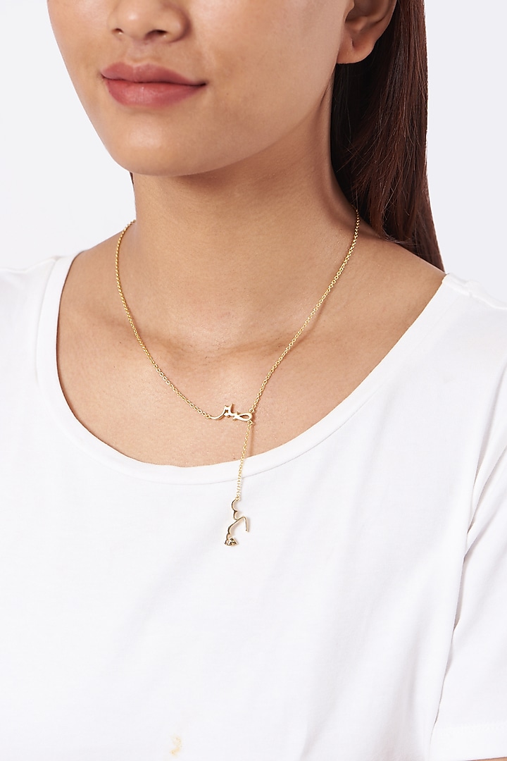 Gold Finish Necklace In Sterling Silver by Eina Ahluwalia at Pernia's Pop Up Shop