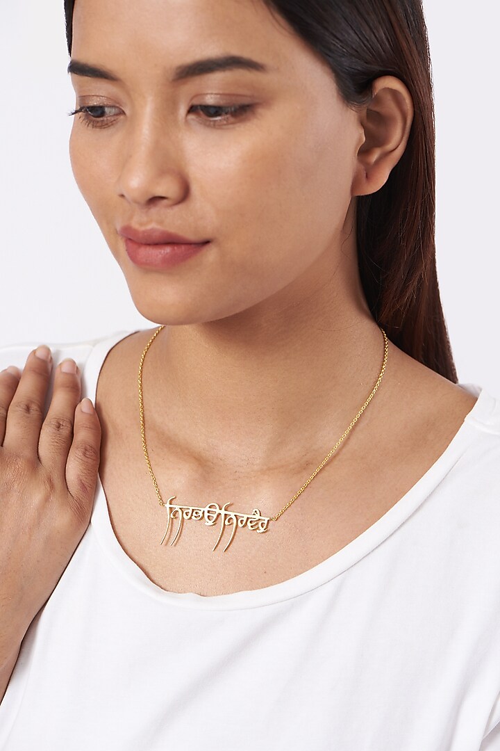 Gold Finish Letter Necklace In Sterling Silver by Eina Ahluwalia at Pernia's Pop Up Shop