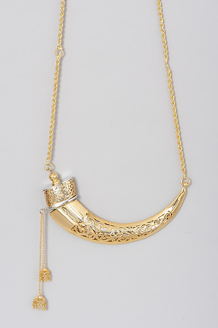 Gold Finish Kirpan Necklace by Eina Ahluwalia at Pernia's Pop Up Shop