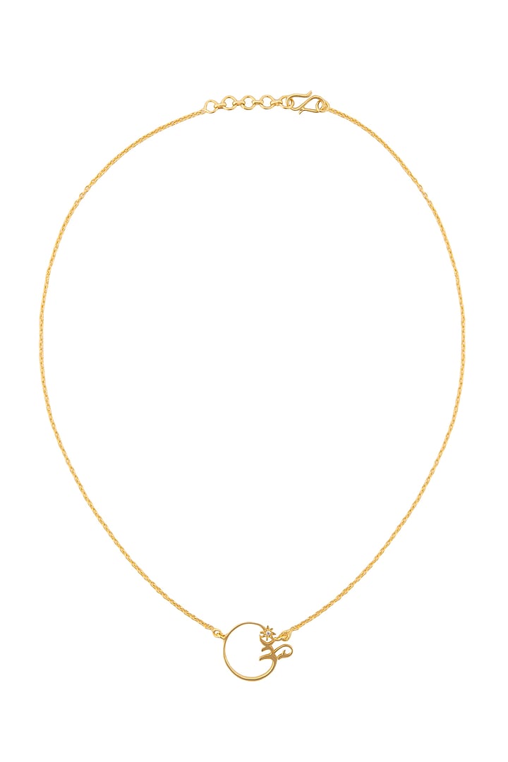 Gold Finish Handcrafted Om Necklace by Eina Ahluwalia
