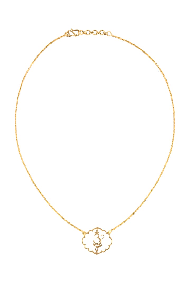Gold Finish Om Necklace by Eina Ahluwalia
