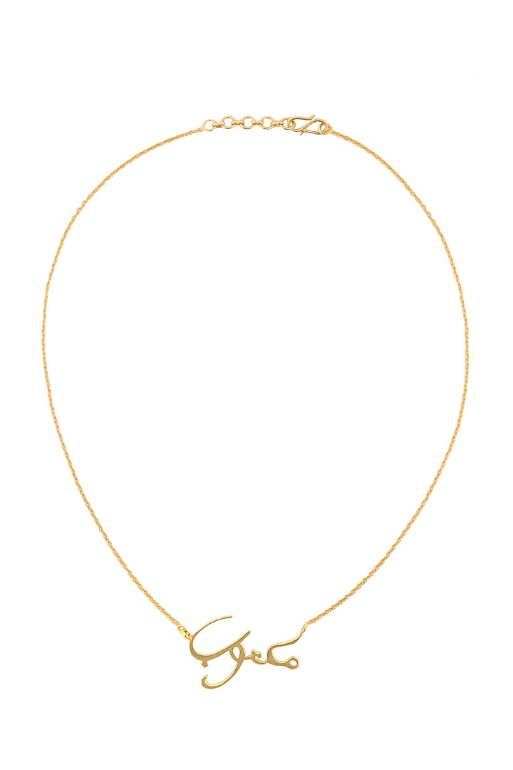 Gold Finish Arabic Necklace by Eina Ahluwalia