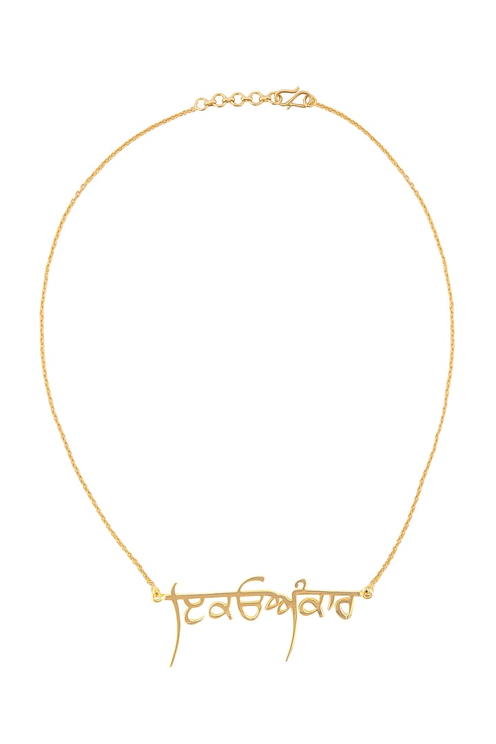 Gold Finish Ek Onkar Necklace by Eina Ahluwalia