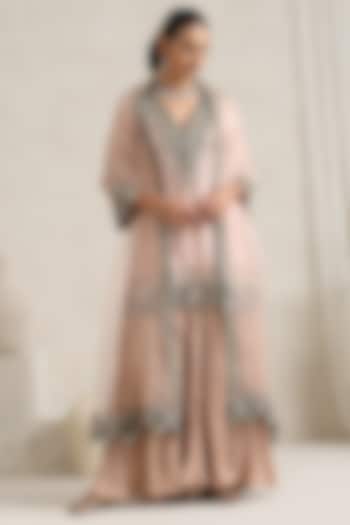 Nude Pink Satin Crepe Wedding Sharara Set by A Touch Of Zari at Pernia's Pop Up Shop