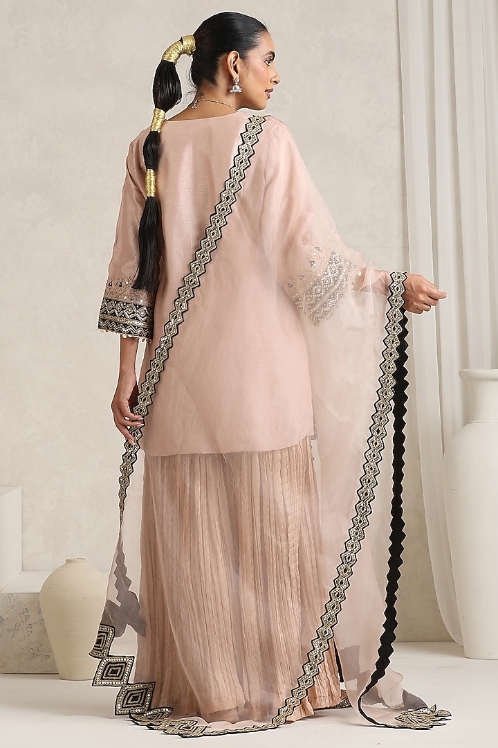 Nude Pink Satin Crepe Wedding Sharara Set by A Touch Of Zari at Pernia's Pop Up Shop