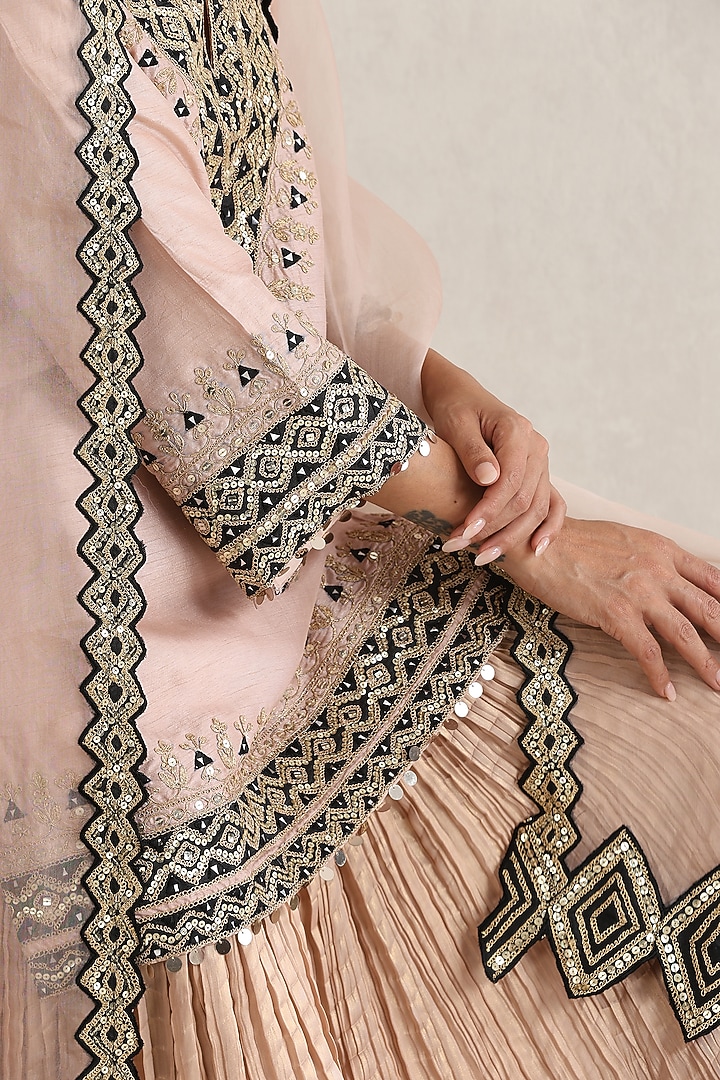 Nude Pink Satin Crepe Wedding Sharara Set by A Touch Of Zari at Pernia's Pop Up Shop