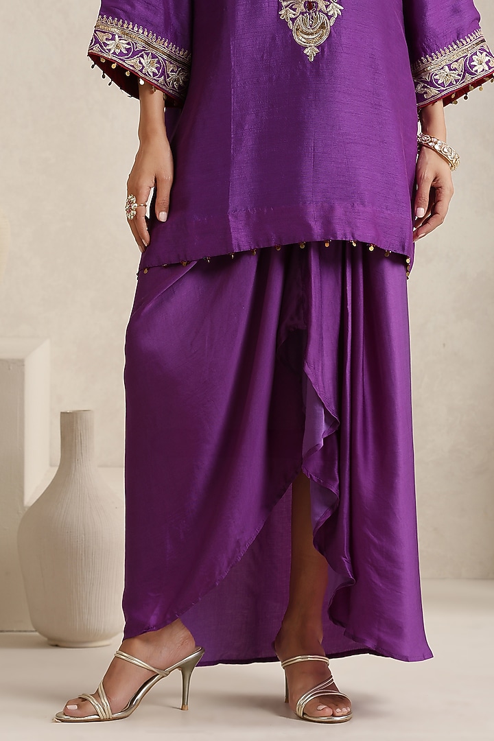Purple Bemberg Silk Hand Embroidered Kurta Set by A Touch Of Zari at Pernia's Pop Up Shop