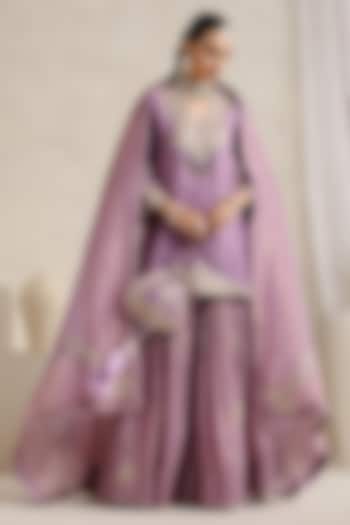 Purple Chanderi Tissue Gharara Set by A Touch Of Zari at Pernia's Pop Up Shop