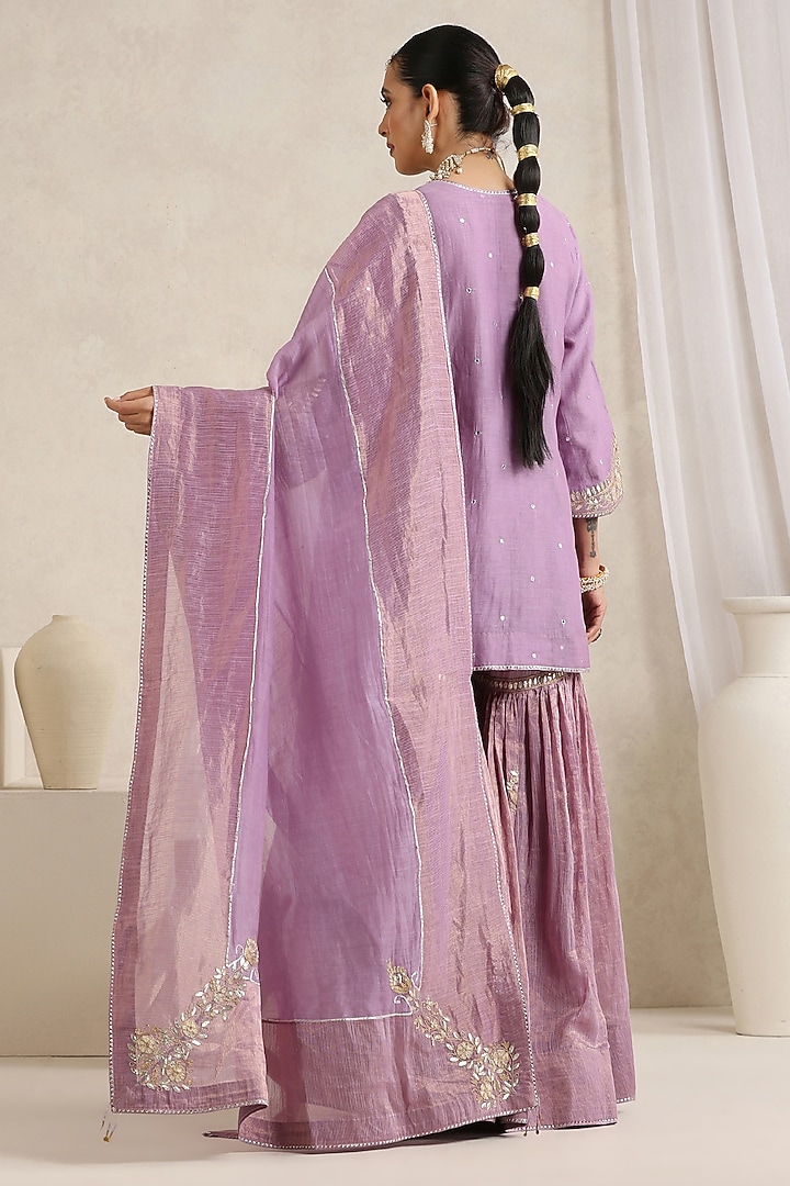 Purple Chanderi Tissue Gharara Set by A Touch Of Zari at Pernia's Pop Up Shop